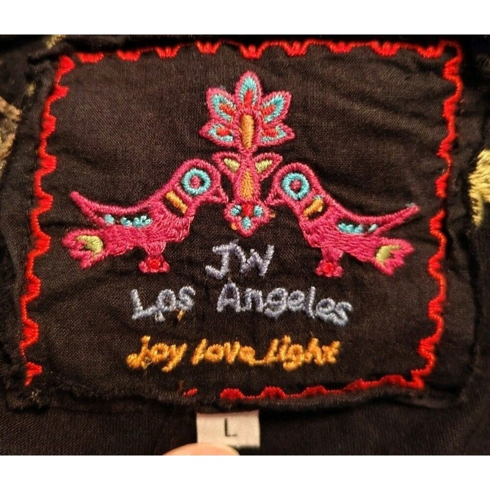 Johnny Was Los Angeles Dress Size L Black Joy Love Light V Neck Cotton - Picture 2 of 9